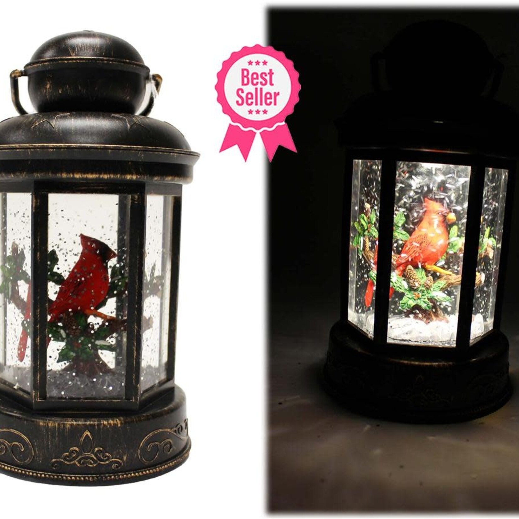 Led Cardinal Lantern round black