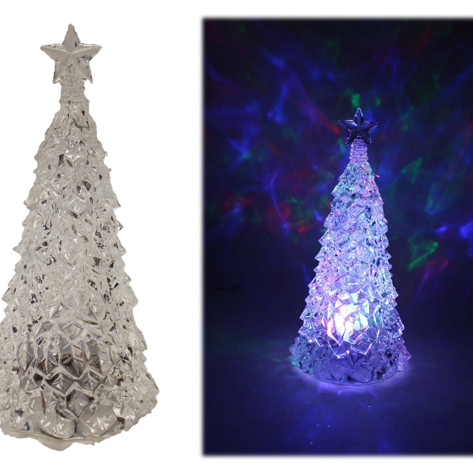 Clear Glass Multi-Colour LED Tree