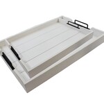 white wooden Slat Tray w/handles-Small
