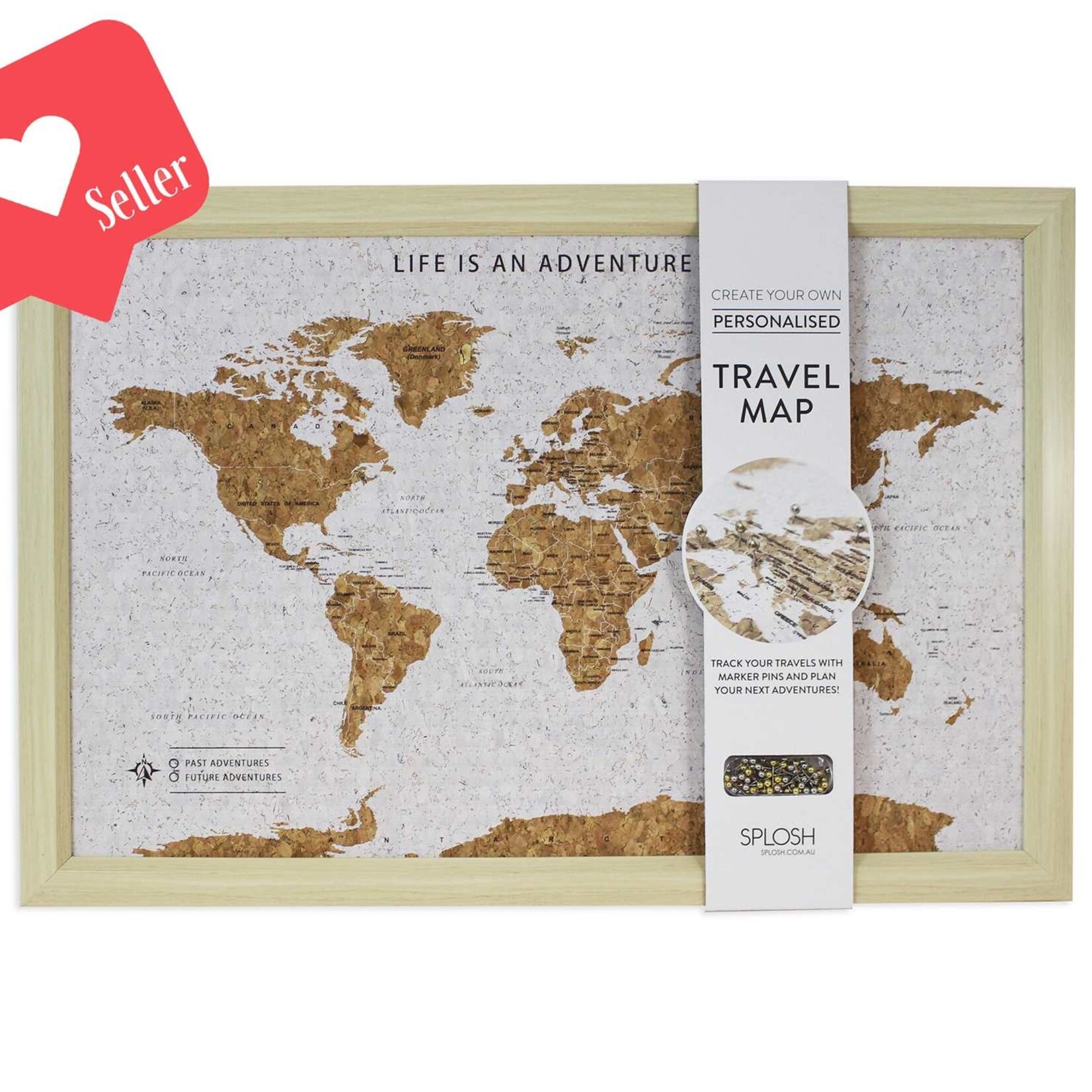 SMALL CORK WORLD MAP W/ PINS