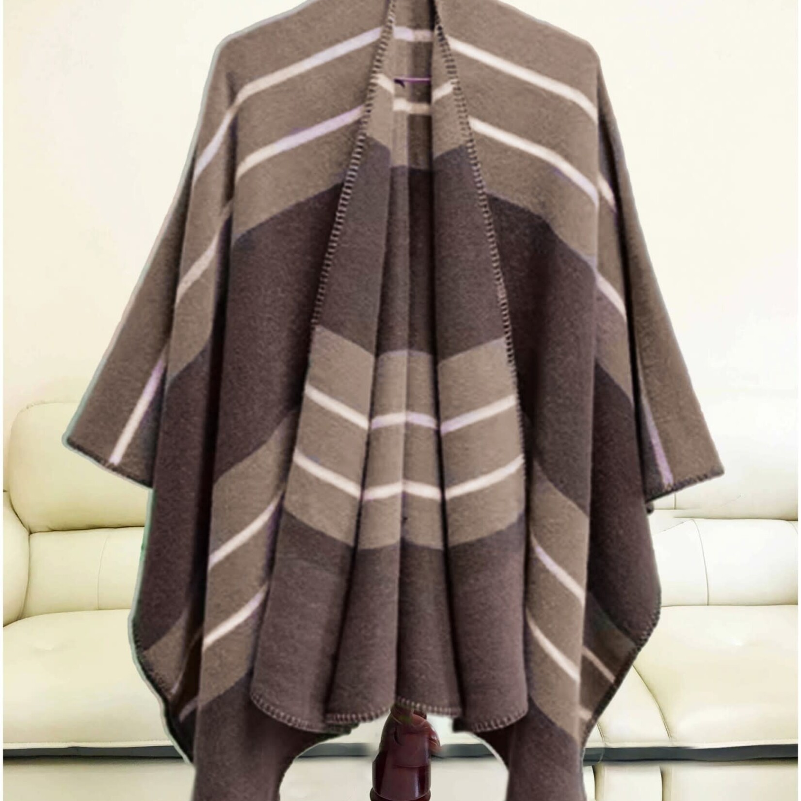 Soft Abstract Striped Cape-Grey