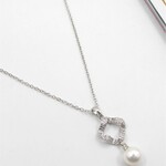 Pearl Necklace W/ Rhinestone Loop