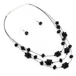 Mixed Beads Necklace and Earrings Set Black