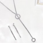 Rhinestone Circle Necklace & Earring Set