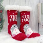 Christmas Winter Print Indoor Anti-Skid Slipper Socks (With Heel) Snowman Print