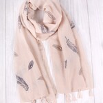 FASHION SCARF W/ FEATHER PATTERN COLOUR: LIGHT PINK