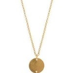 Long Necklace with a Gold Circle Pendant - Horizon Collection