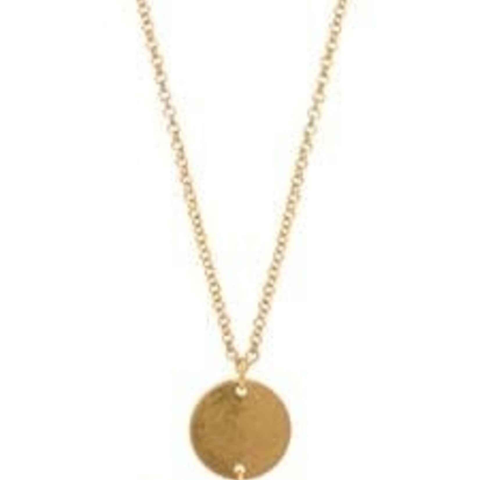 Long Necklace with a Gold Circle Pendant - Horizon Collection