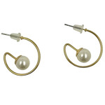 Gold Hoop Swirl Pearl Earring