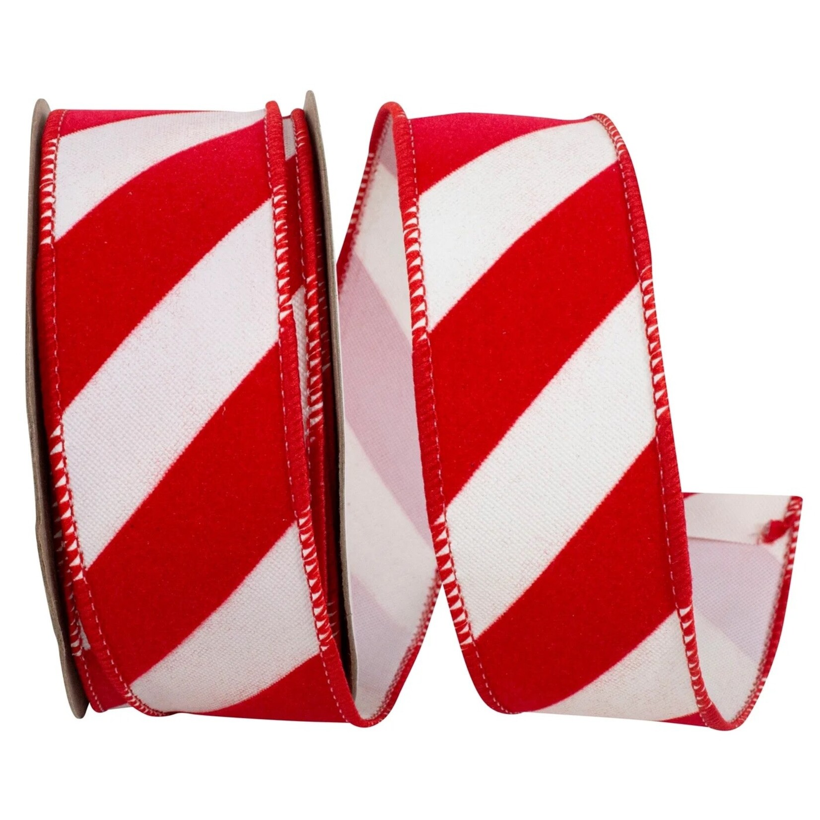 Ribbon, Polypro Red/White Candy Cane Striped Velvet
