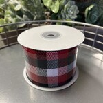 WIRED RIBBON 2.5" X 10 YDS BLACK/RED PLAID