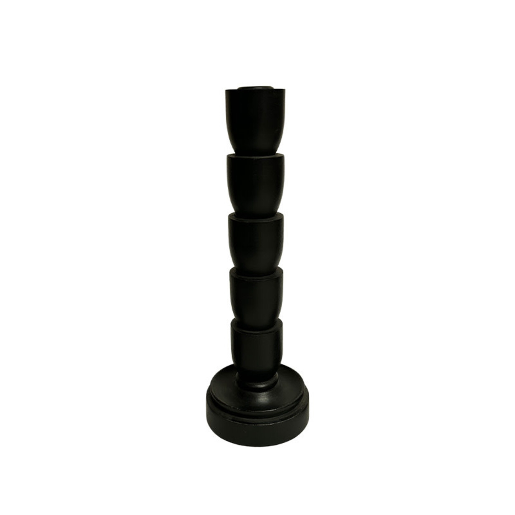 Wooden Black Candle Holder - Med.