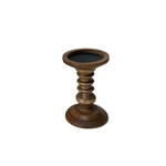 Wooden Brown Candle Holder- Sm.