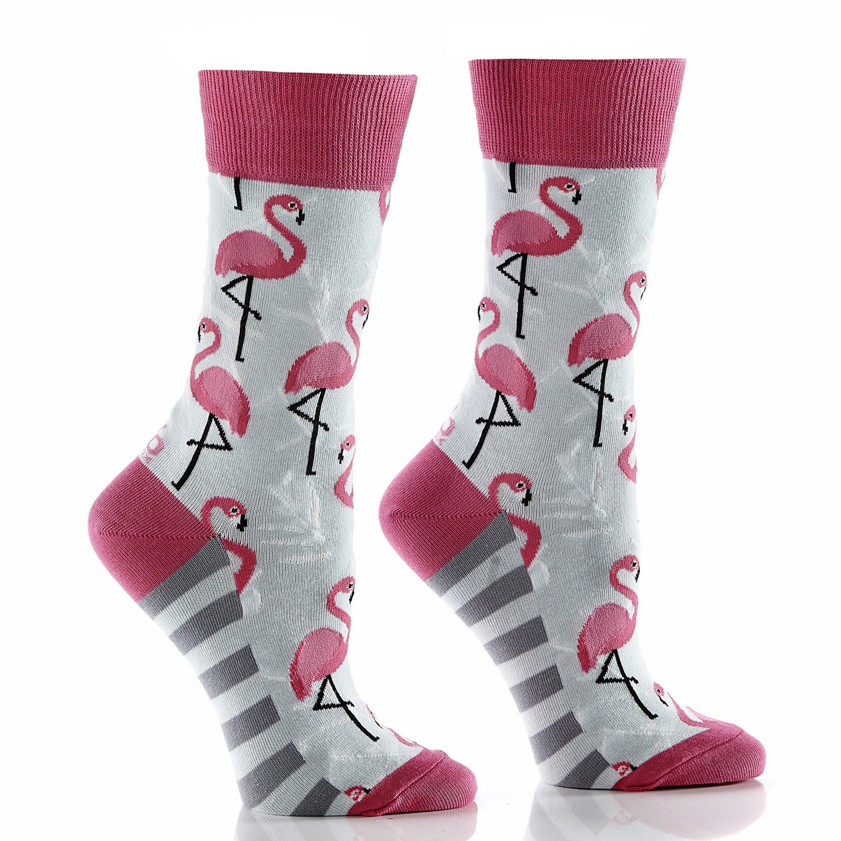 Yo & Co Women's Crew Sock, Pink Flamingo