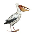 Metal Pelican Ivory w/Black Wings 22"H