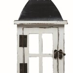 7X7X18"H WHITE ANTIQUED DECORATIVE LANTERN