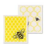 S/2 Bee & Honeycomb Dishcloths-6.5x8"L