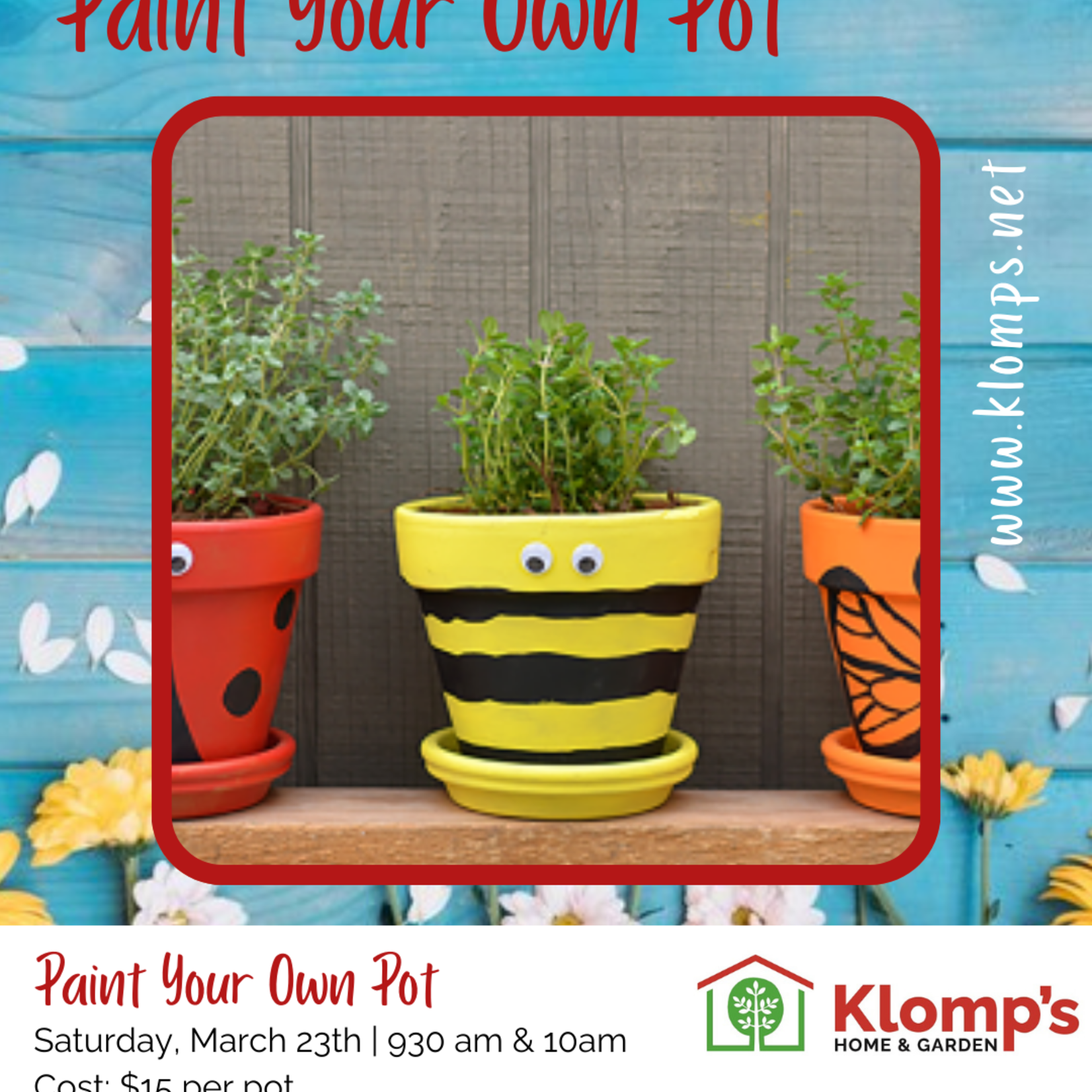 Spring Fiesta | Paint your Own Pot | Saturday,  March 23th at 930am