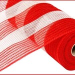 10.25"X10yd Sinamay - Red/White