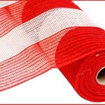 21"X10yd Sinamay- Red/ White Stripe