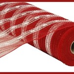 10.25"X10yd Sinamay - red/ white (snowball)