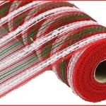 21"X10yd Sinamay - Red/White/Emerald