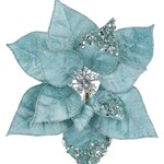 9"Dia Glitter/Sequin Poinsettia W/Clip