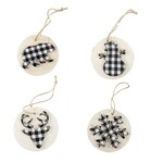 Franskopper ASST ROUND TREE ORNAMENT Black & White Plaid