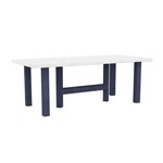 CR Plastics CRP T301 Napa Dining Table 84" w/ 2" Umbrella Hole - White/Navy
