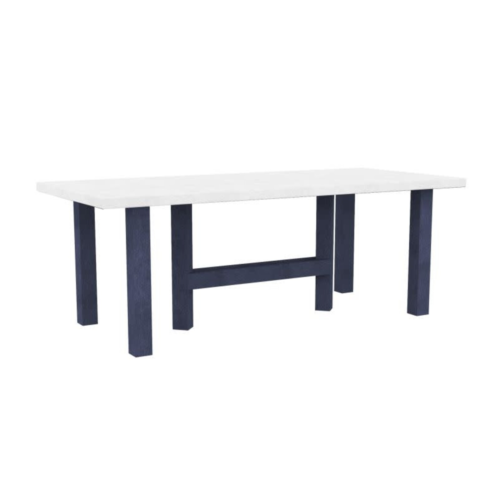 CR Plastics CRP T301 Napa Dining Table 84" w/ 2" Umbrella Hole - White/Navy