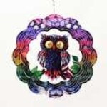 Large Multi- Color Metal Owl Spinner