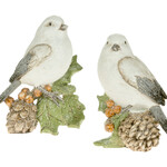 5" GREY/WHT BIRD W/CONE/HOLLY - 2 Asst.