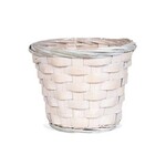 4"H White Washed Basket Pot