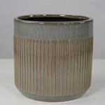 Mocha Glazed Ribbed Cermaic Pot  (FITS 4" POT)