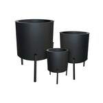 Metal Plant Stand Matte Black Round w/iron Legs - Sm.
