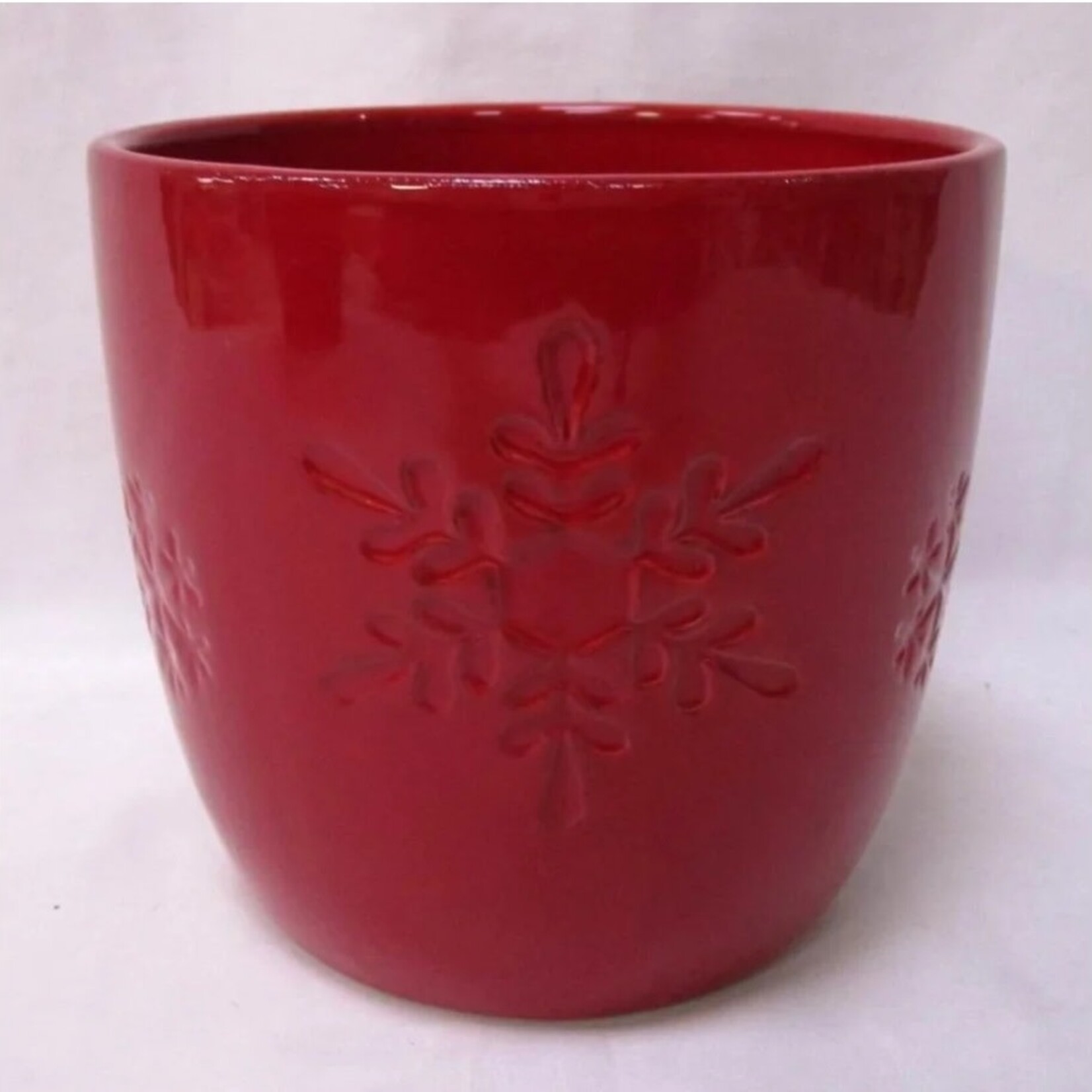 Glazed Red Snowflake  (FITS 4" POT)
