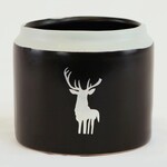 Black Container w/White Reindeer (Fits 4" Pot)