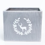 Grey Woodgrain Finish w/White Deer Decal Container (Fits 6" Pot)