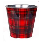 4" Yuletide plaid metal Pot