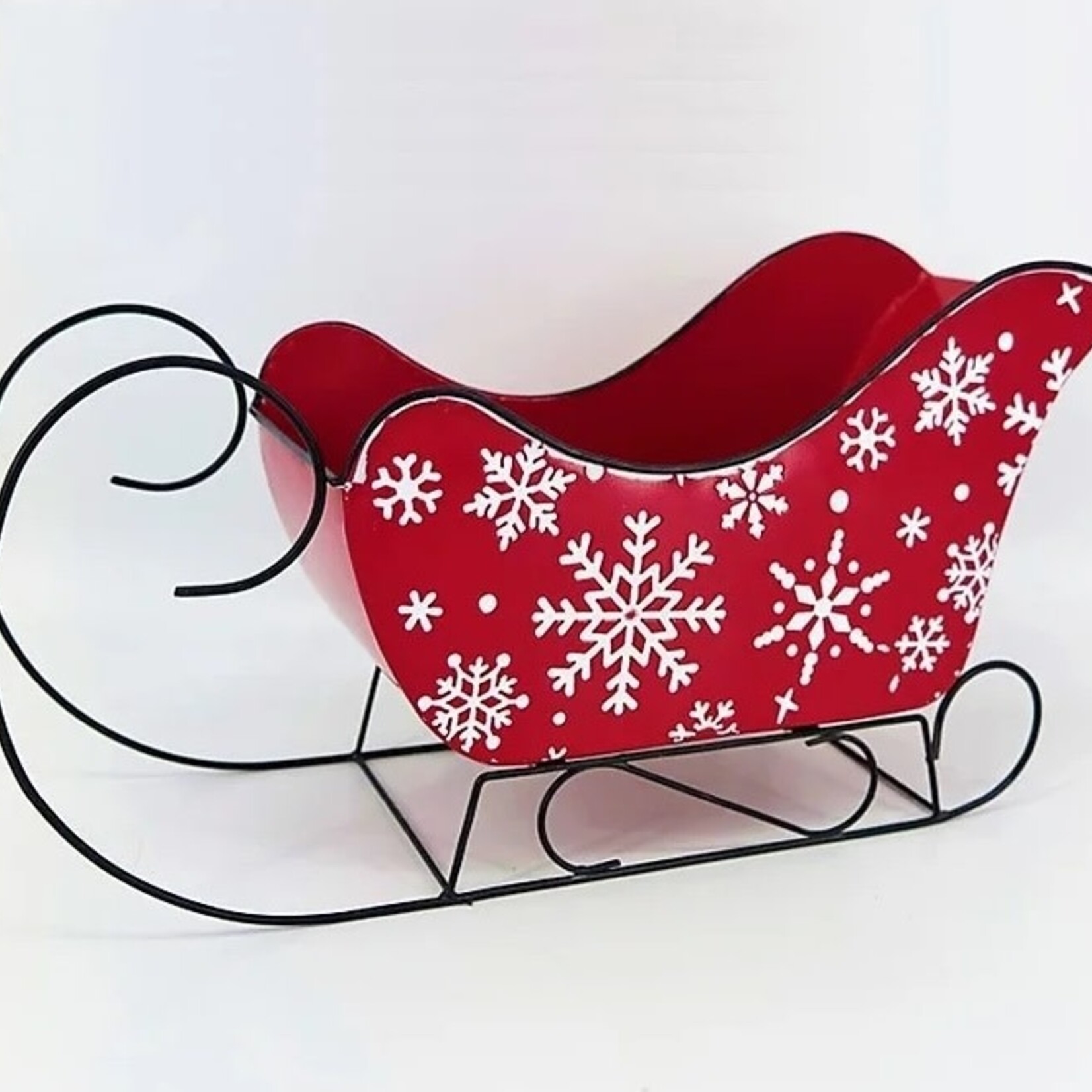 Red Metal Sleight, White Snowflake w/liner