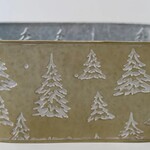 Gold Metal Container, White Tree w/Liner