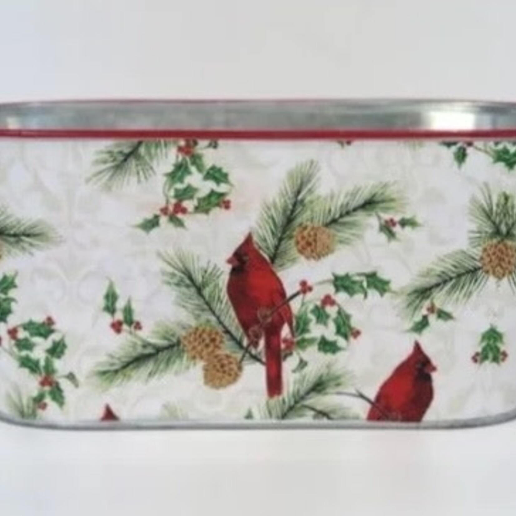 Red Cardinal Perched ON Pine Pattern w/ Liner
