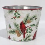 Metal Pot, Red Cardinal Perched Pine w/Liner (FITS 6"POT)