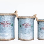 Christmas Metal Pot w/Rope Rim & Handles - MEDIUM