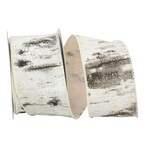 2.5" WHITE BIRCH WIRED LINEN RIBBON, 10YDS