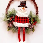 Hanging Snowman Wreath w/pinecones