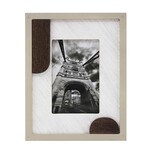 White picture Frame  w/Brown Trim    4X6