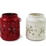 Red or White Metal Snowflake Lanterns  2 Asst.