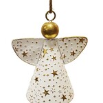 White Metal Angel Bell  W/Gold Stars