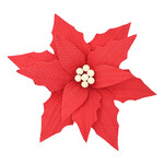 Poinsettia Head Red 12" Fabric W/ Clip